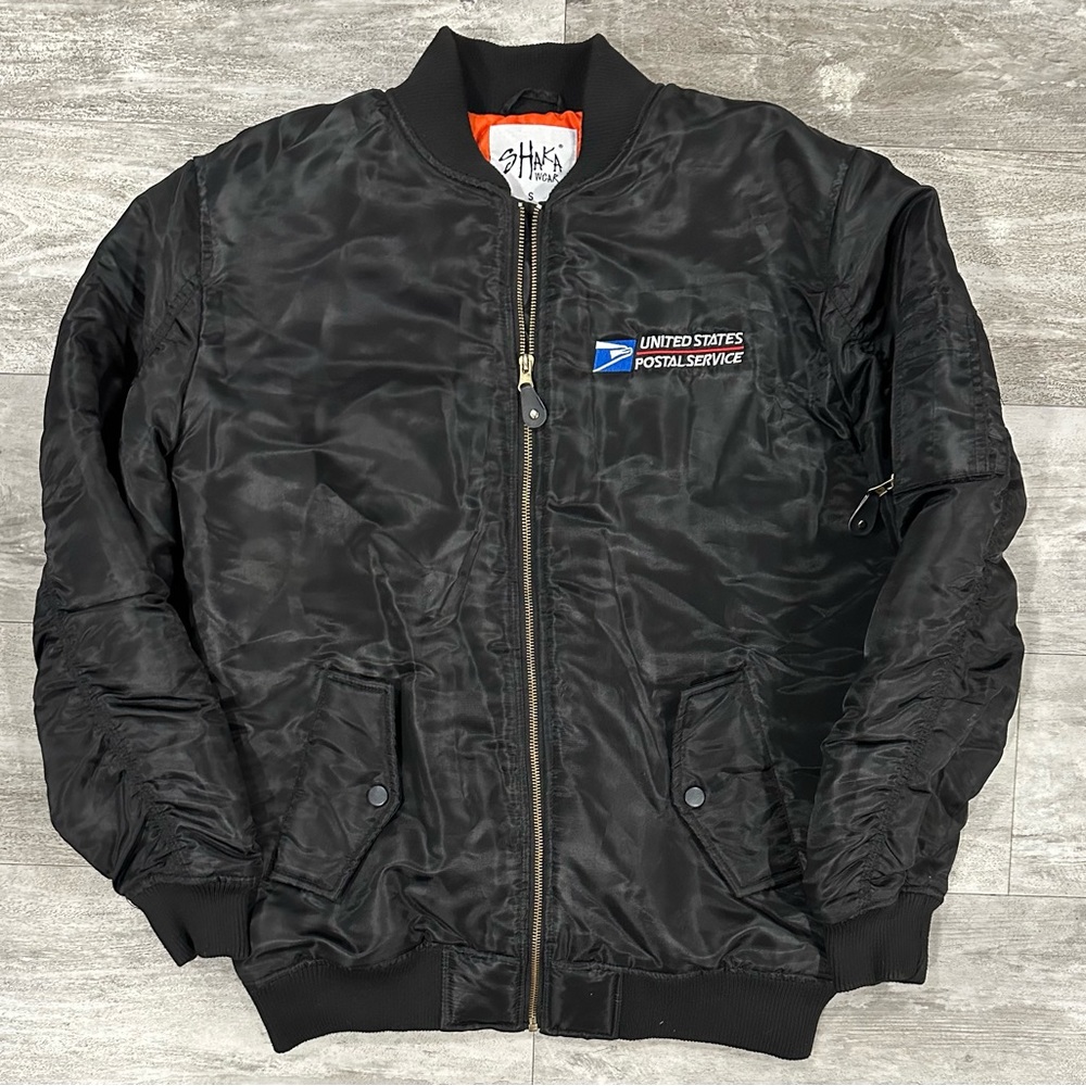 Shaka wear mens USPS black bomber jacket size small postal service excellent con